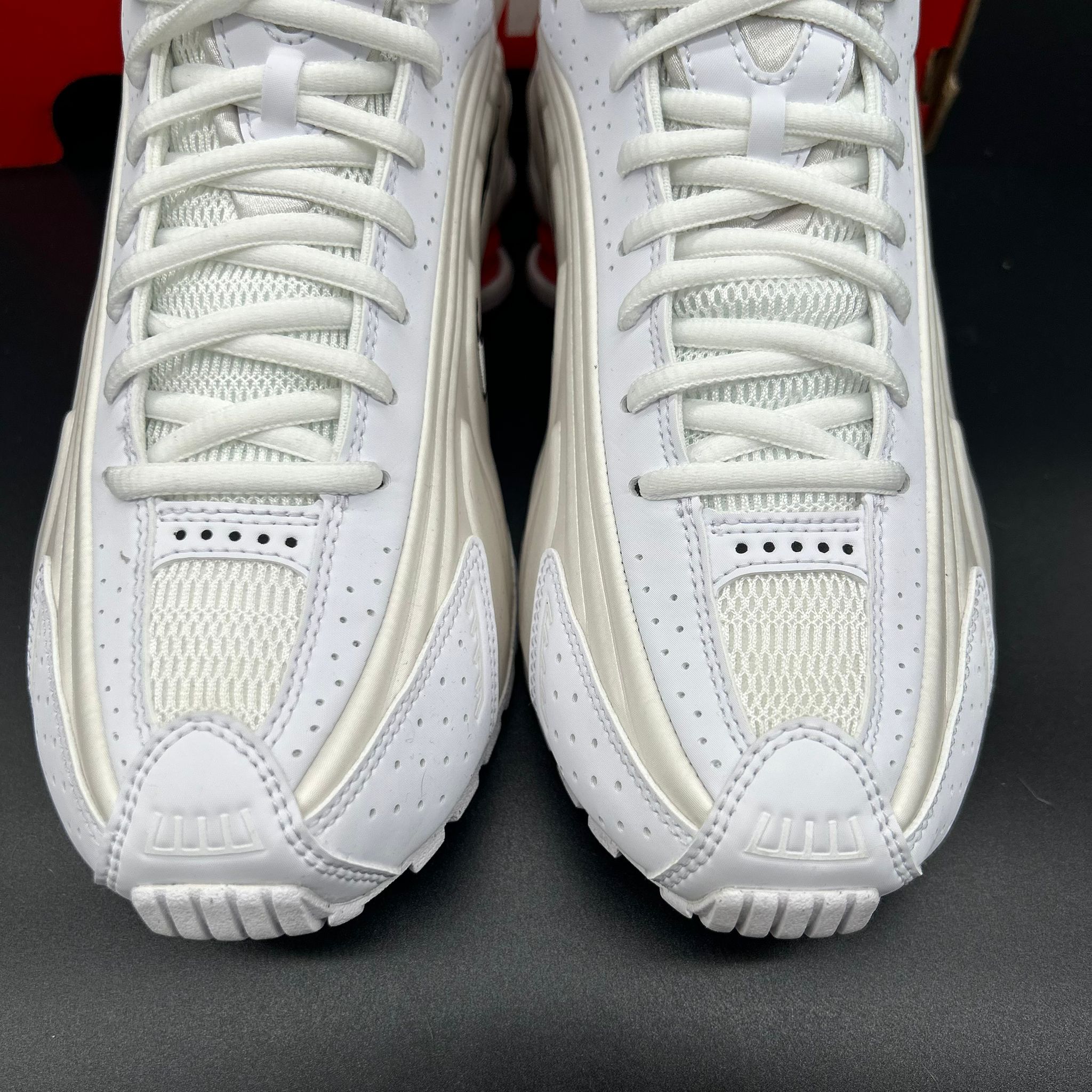 Nike Shox R4 — White/White-Phantom (Brand New)